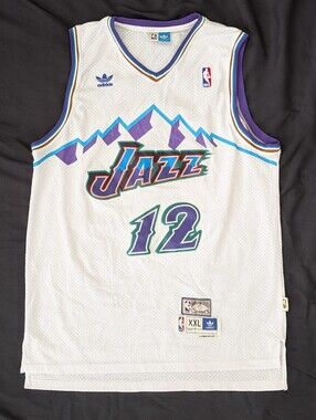 Vintage UTAH JAZZ John Stockton #12 Adidas Hardwood Classics NBA Jersey Mens XXL
